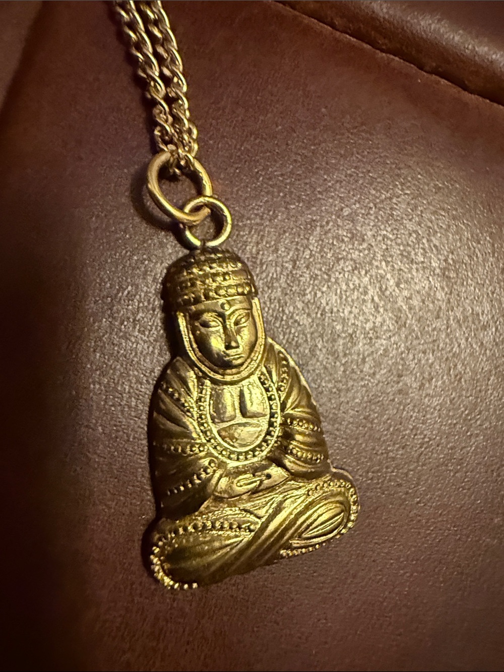 Gold tone possibly brass vintage Buddha Necklace NOS